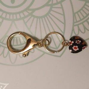 Heart with flowers keychain/bag charm